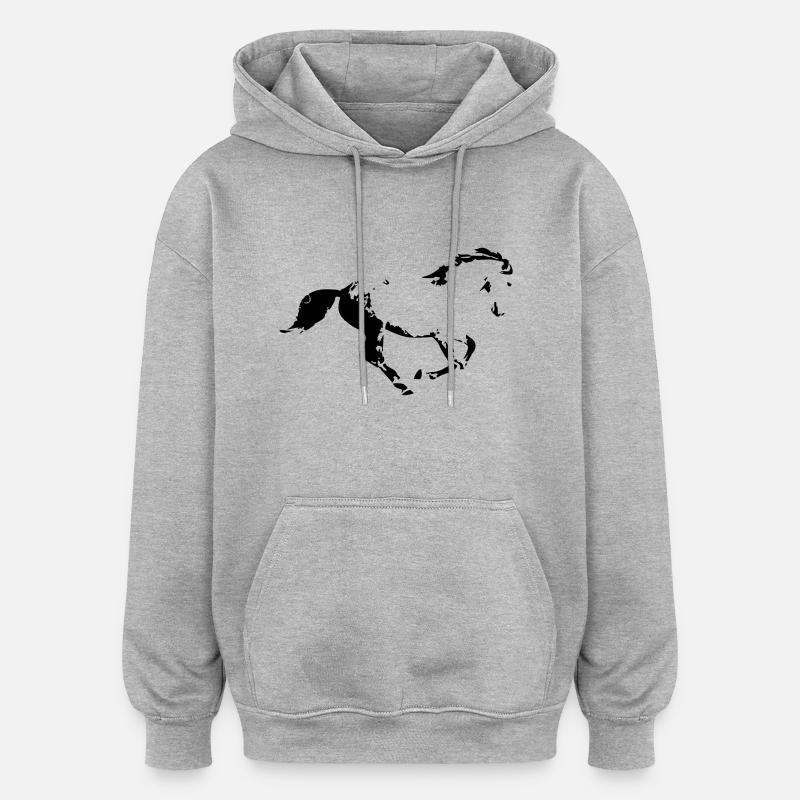 cheval - Sweat à capuche oversize unisexe - gris chiné