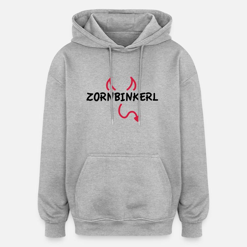 Zornbinkerl - Sweat à capuche oversize unisexe - gris chiné