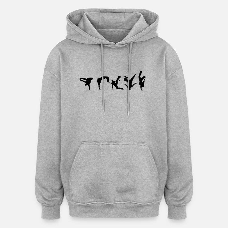 breakdance - Sweat à capuche oversize unisexe - gris chiné