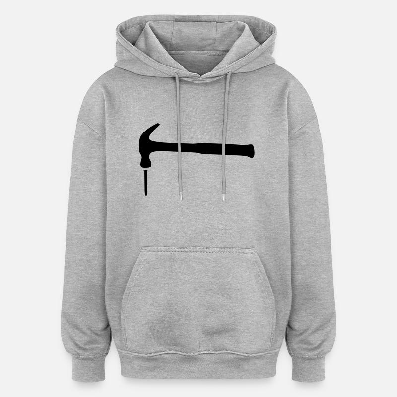 marteau_clous_2 - Sweat à capuche oversize unisexe - gris chiné