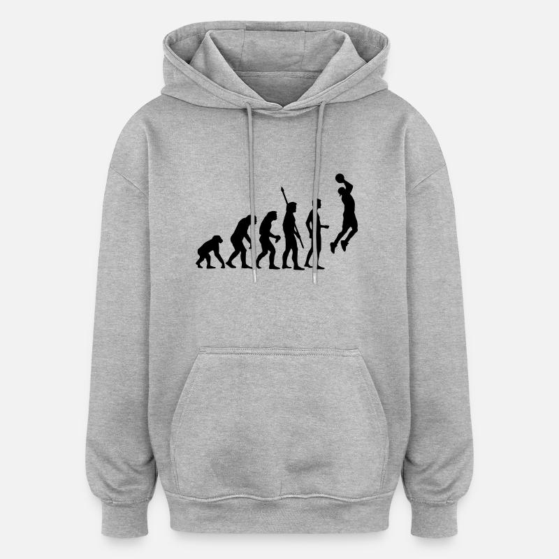 evolution_basketball_b_1c - Sweat à capuche oversize unisexe - gris chiné