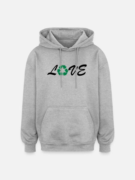 recycling - Oversized Unisex Hoodie - Grau meliert