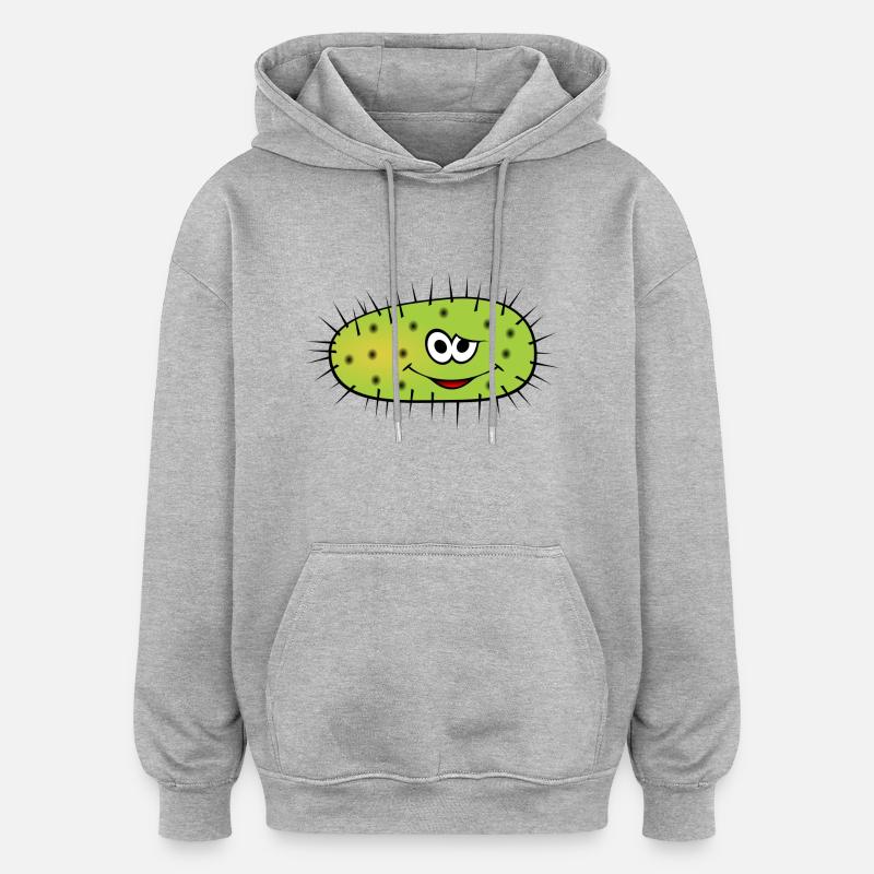 Monstre des bactéries vertes - Sweat à capuche oversize unisexe - gris chiné