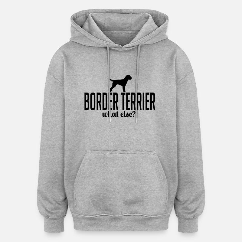 BORDER TERRIER whatelse - Sweat à capuche oversize unisexe - gris chiné
