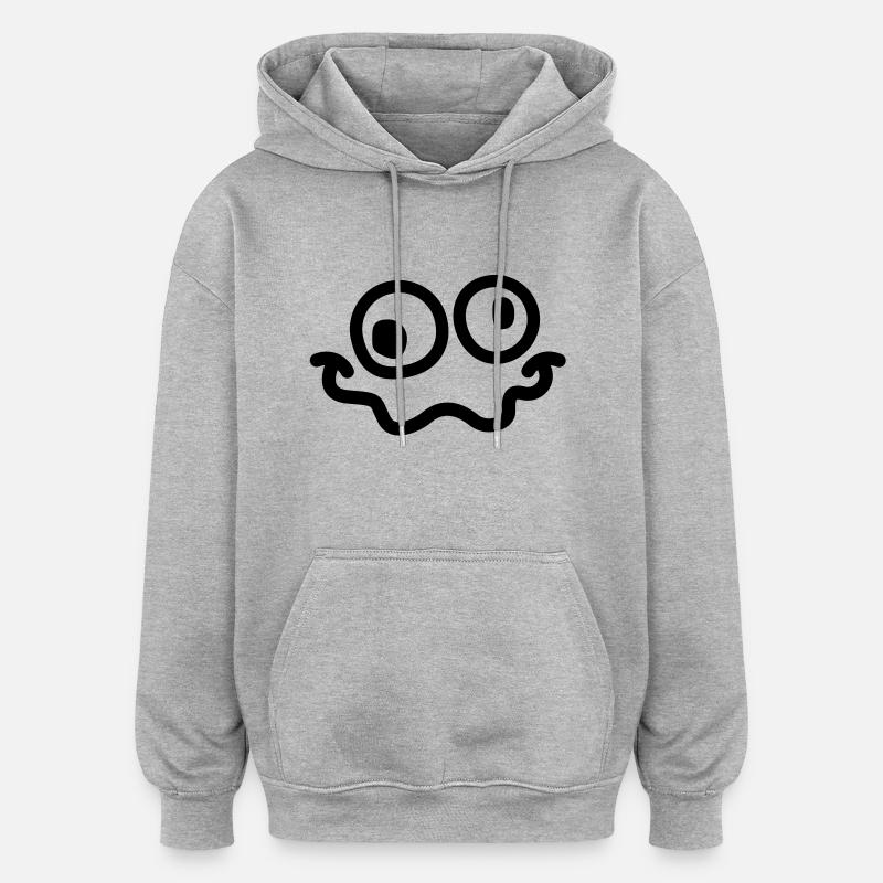 smiley dingue - Sweat à capuche oversize unisexe - gris chiné