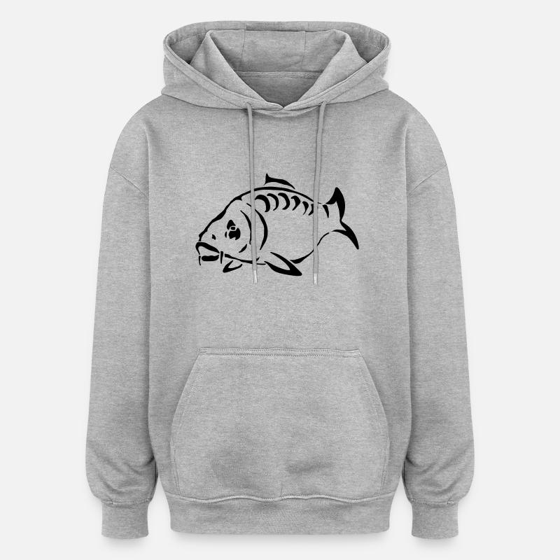 Carp Silhouette - Sweat à capuche oversize unisexe - gris chiné