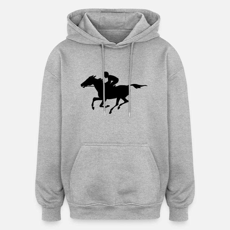 Cheval de course - Sweat à capuche oversize unisexe - gris chiné