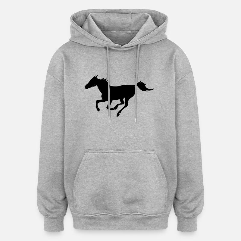galop de cheval - Sweat à capuche oversize unisexe - gris chiné