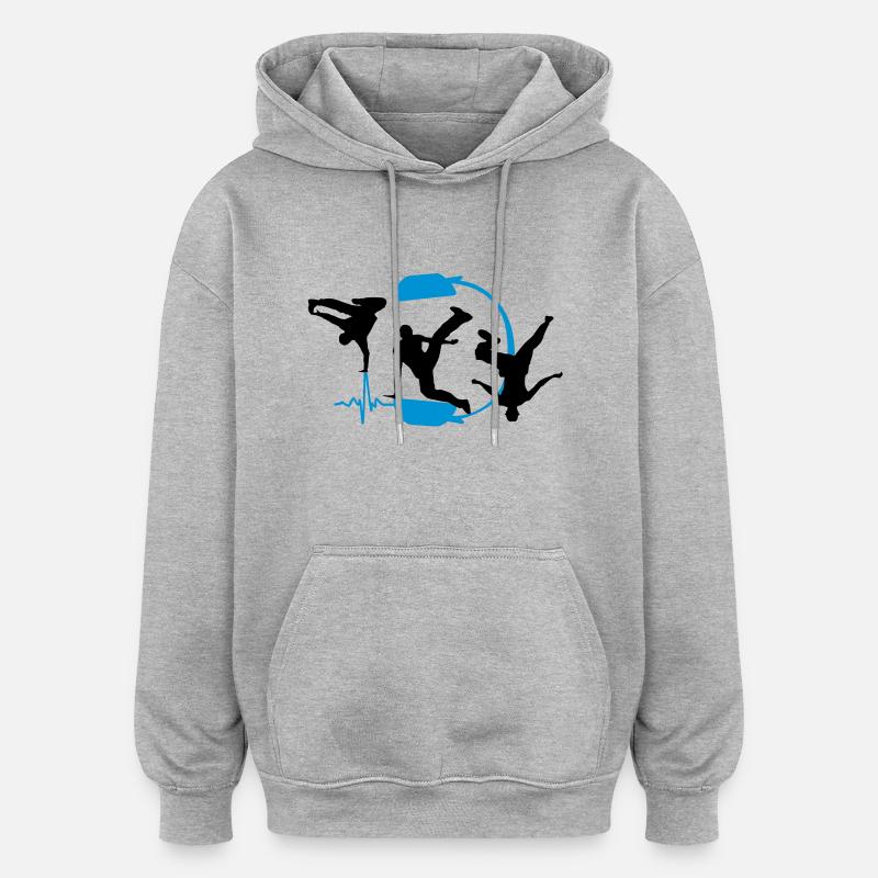 breakdancer - Sweat à capuche oversize unisexe - gris chiné