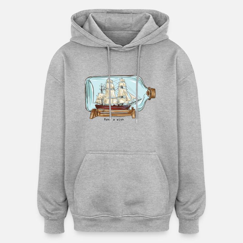 Bouteille - réalisation de souhait - Sweat à capuche oversize unisexe - gris chiné