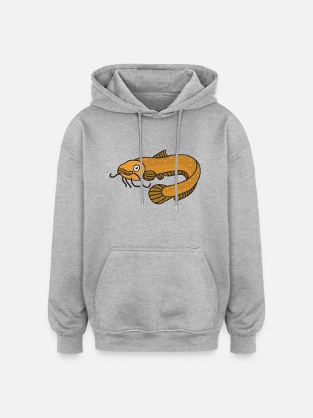 European river catfish. Waller fish - Oversized Unisex Hoodie - heather grey