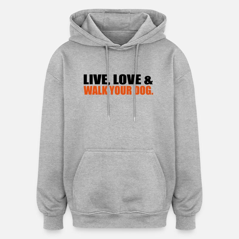 chien - Sweat à capuche oversize unisexe - gris chiné