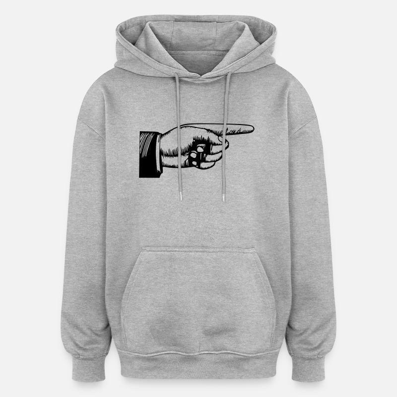 Zeigefinger Hand - Oversized Unisex Hoodie - Grau meliert