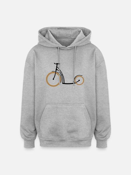 Tretroller zweifarbig - Oversized Unisex Hoodie - Grau meliert