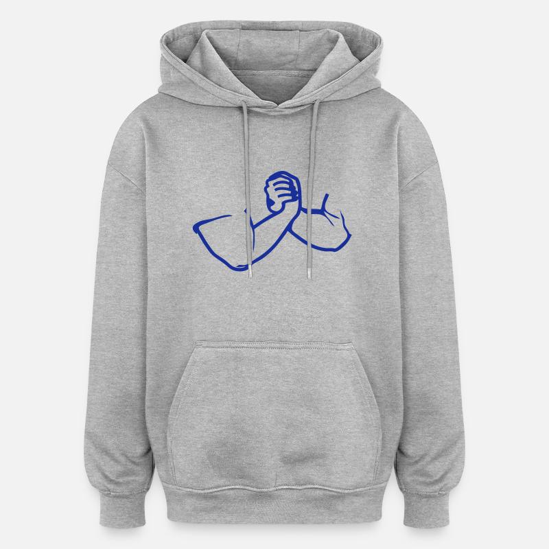 arm wrestling bras fer logo2 - Sweat à capuche oversize unisexe - gris chiné