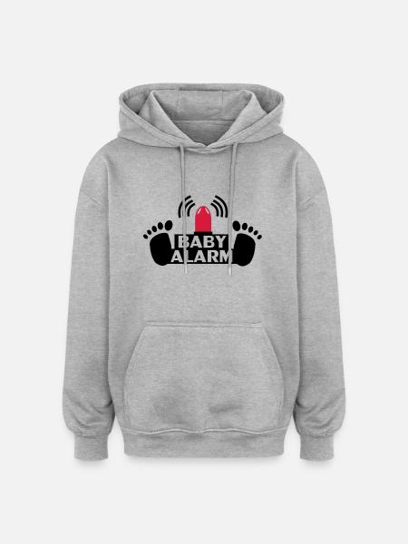 Enceinte,grossesse,bébé,alarme bébé,enfant,maman - Sweat à capuche oversize unisexe - gris chiné