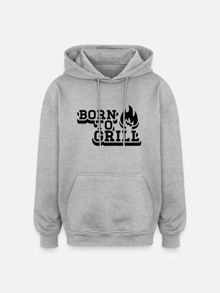 born_to_grill_1__f1 - Oversized Unisex Hoodie - heather grey
