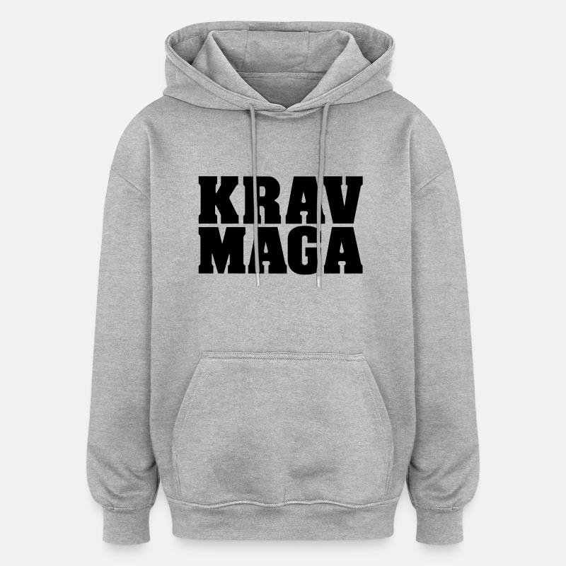 Krav Maga - Sweat à capuche oversize unisexe - gris chiné