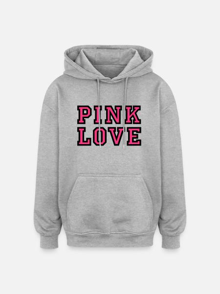 Pink Love 2 - Oversized Unisex Hoodie - Grau meliert