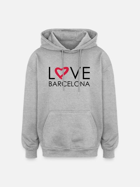 love barcelona - Oversized Unisex Hoodie - heather grey