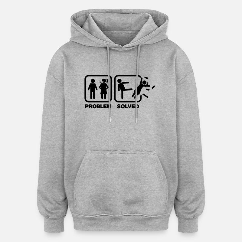 problem solved - Sweat à capuche oversize unisexe - gris chiné