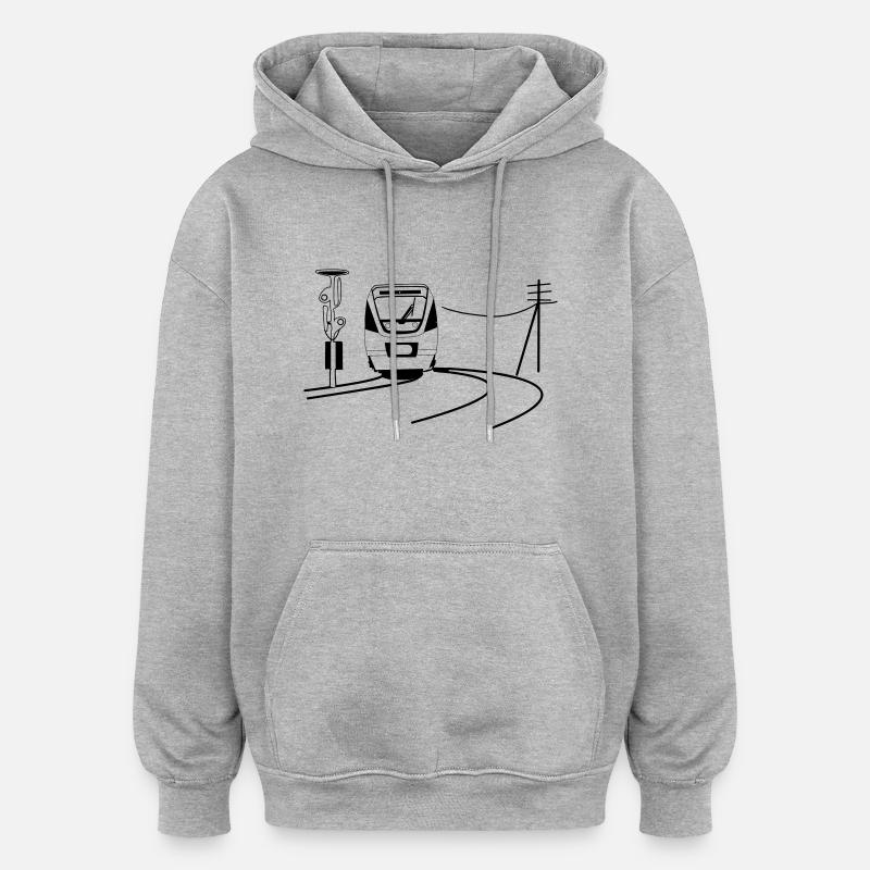 bahn - Sweat à capuche oversize unisexe - gris chiné