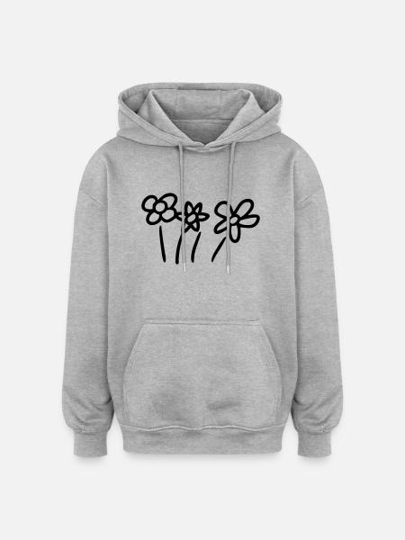 Blumen - Oversized Unisex Hoodie - Grau meliert