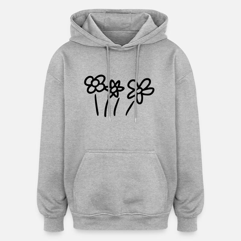 Fleurs - Sweat à capuche oversize unisexe - gris chiné