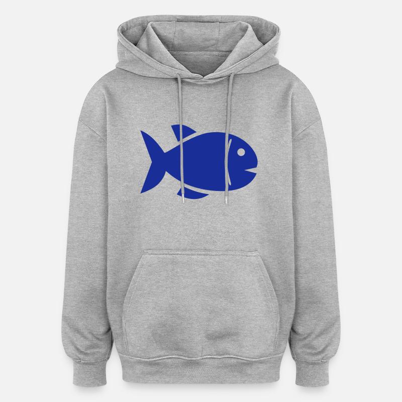 Poisson - Sweat à capuche oversize unisexe - gris chiné