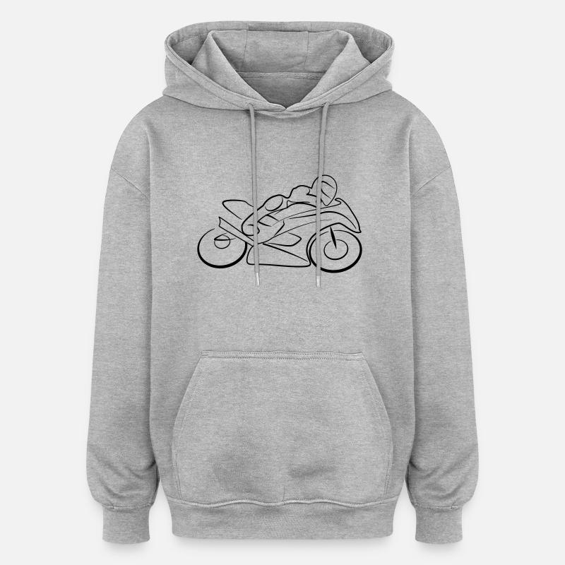 Motorrad Speed - Oversized Unisex Hoodie - Grau meliert