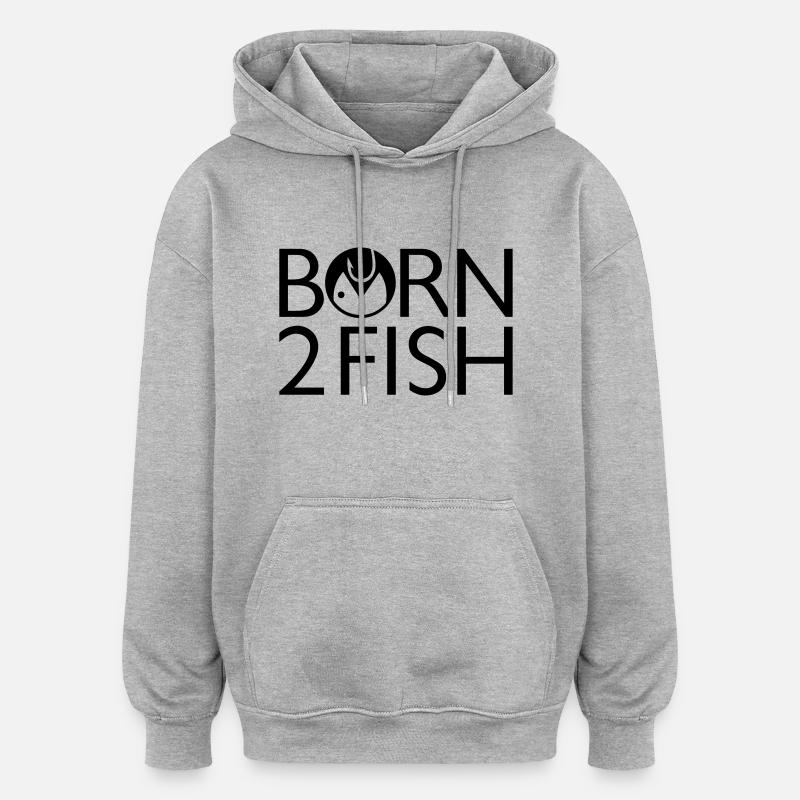 né le 2 poissons - Sweat à capuche oversize unisexe - gris chiné