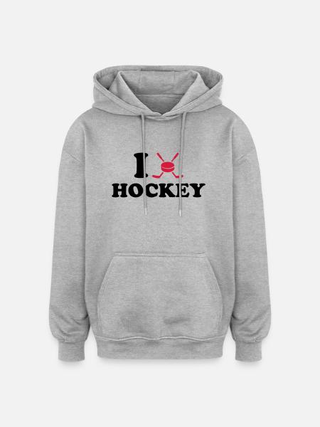 Eishockey - Oversized Unisex Hoodie - Grau meliert