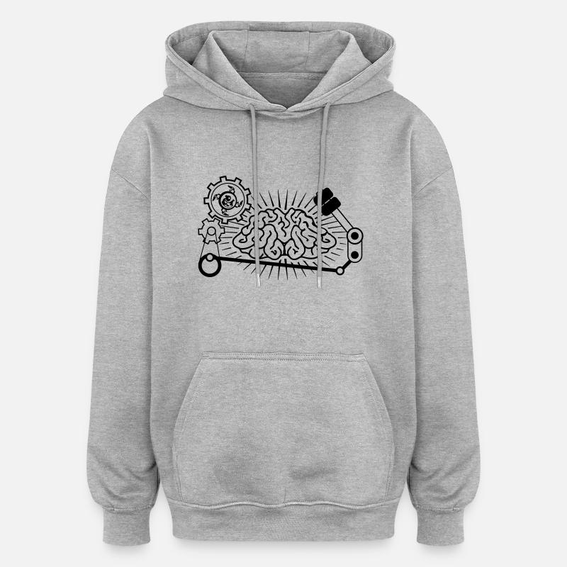 brainfuck_front - Oversized Unisex Hoodie - Grau meliert