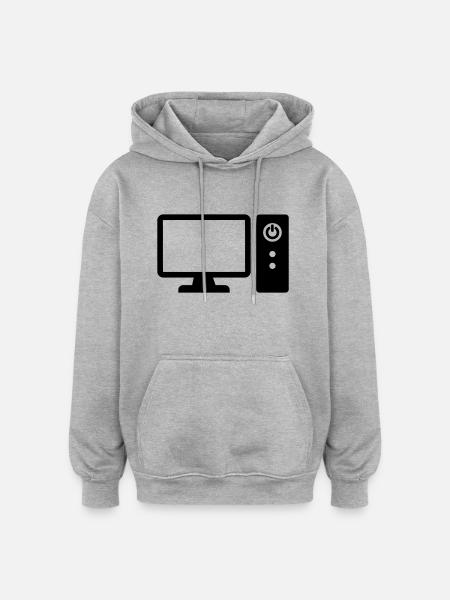 Computer - Oversized Unisex Hoodie - Grau meliert