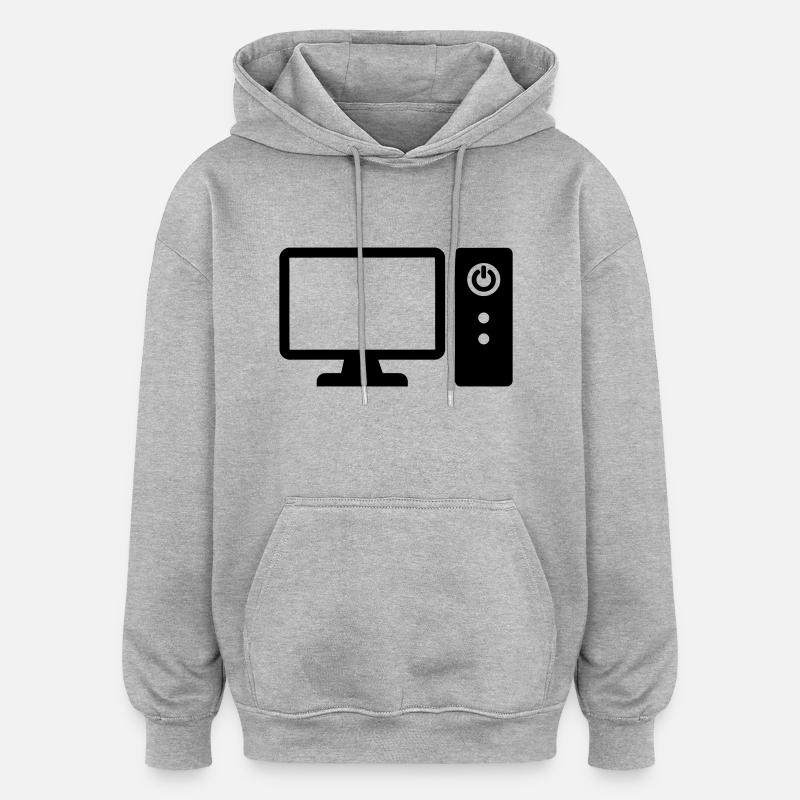 Ordinateur - Sweat à capuche oversize unisexe - gris chiné