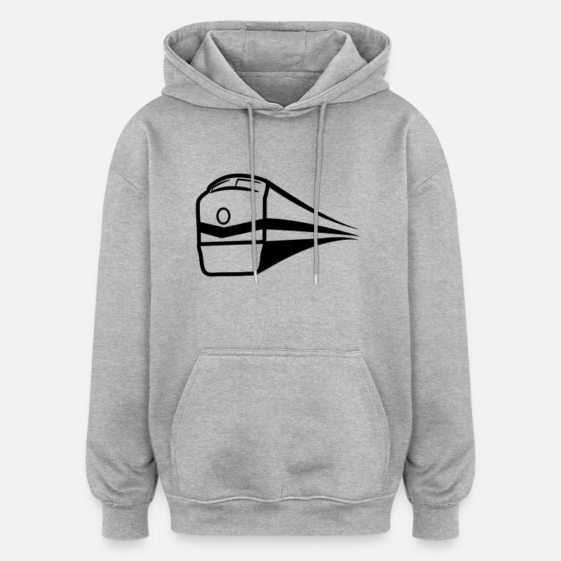 Chemin de fer train - Sweat à capuche oversize unisexe - gris chiné