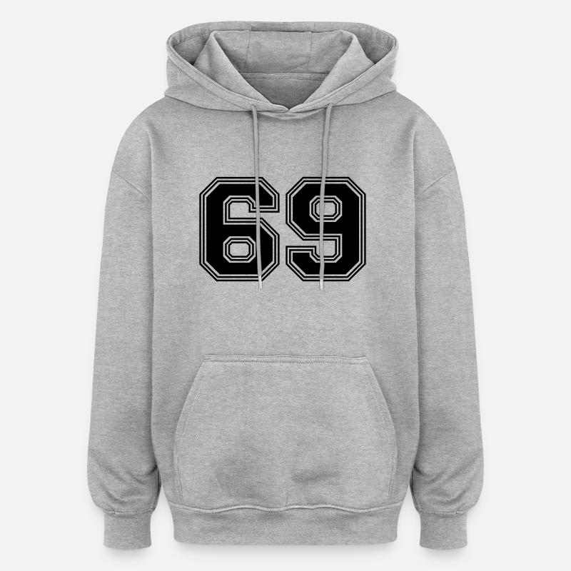 69_numéro_69_(s31) - Sweat à capuche oversize unisexe - gris chiné