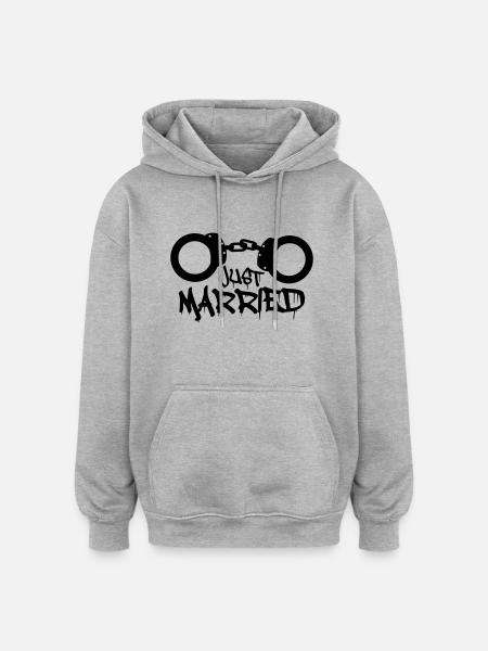 Just married handcuffed prisoner funny - Oversized Unisex Hoodie - heather grey