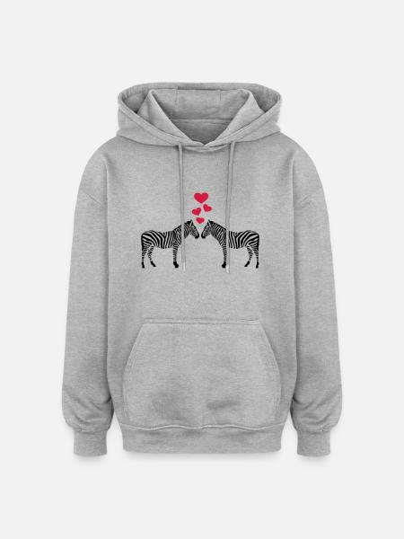 Zèbre - Sweat à capuche oversize unisexe - gris chiné