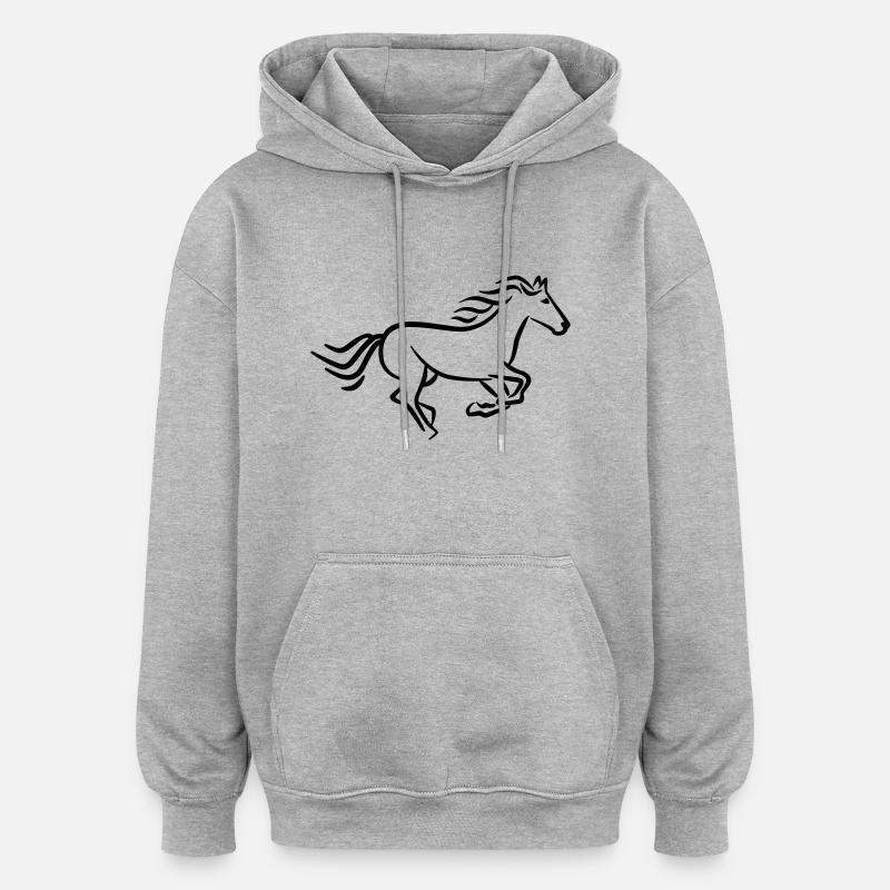 Cheval - Sweat à capuche oversize unisexe - gris chiné
