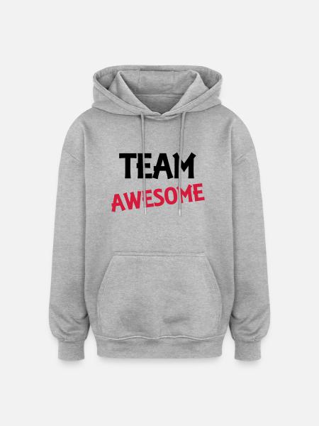 Team Awesome - Oversized Unisex Hoodie - Grau meliert