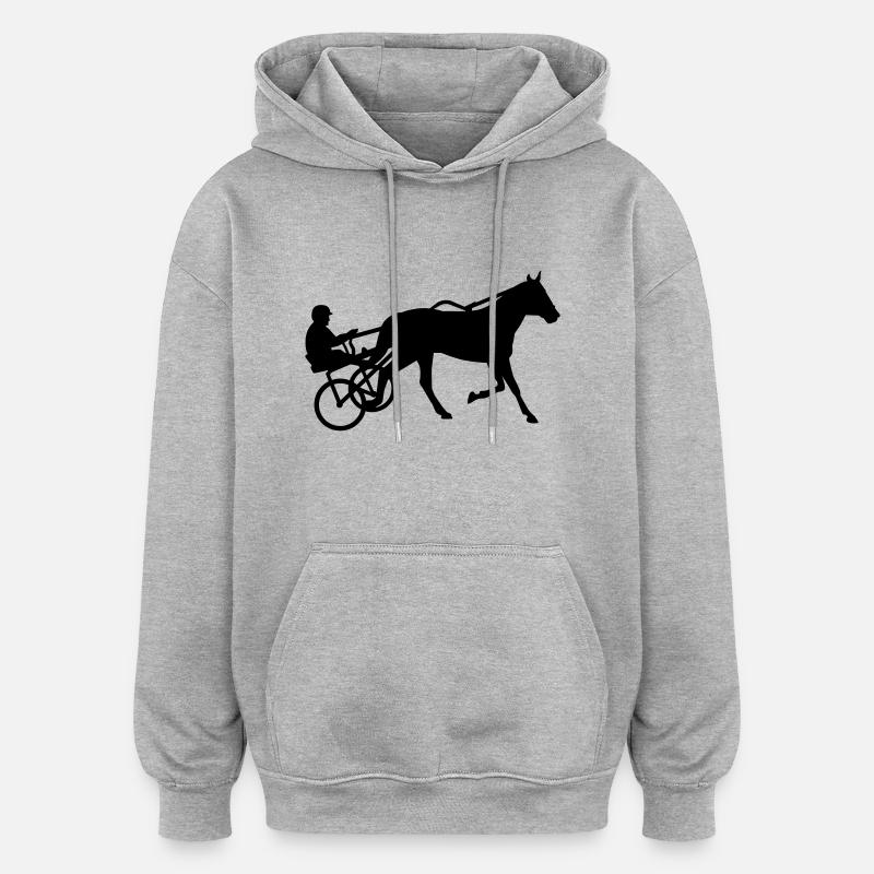 Course au trot - Sweat à capuche oversize unisexe - gris chiné