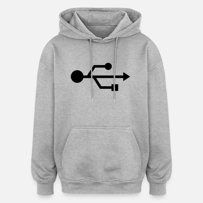 usb - Sweat à capuche oversize unisexe - gris chiné