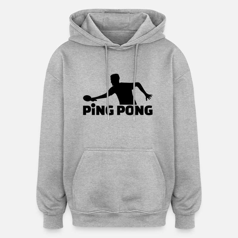 Ping Pong - Sweat à capuche oversize unisexe - gris chiné