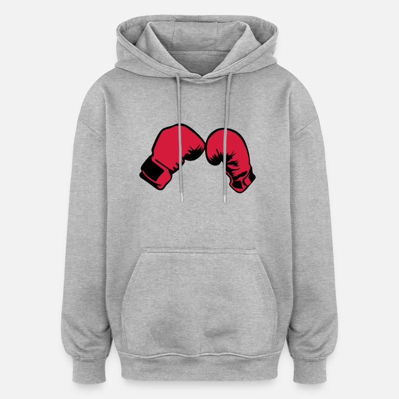gant boxe boxeur 2503 - Sweat à capuche oversize unisexe - gris chiné
