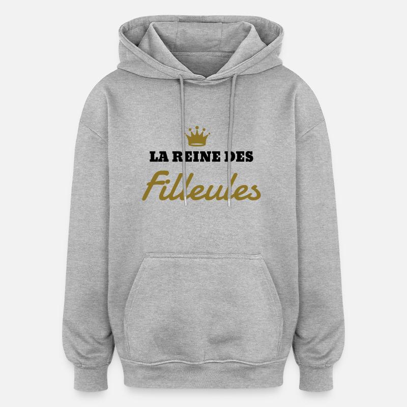 Filleul / Filleule / Parrain / Marraine / Bébé - Sweat à capuche oversize unisexe - gris chiné