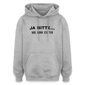 Ja Bitte tun - Oversized Unisex Hoodie - Grau meliert - Vorne - Noah (186cm)