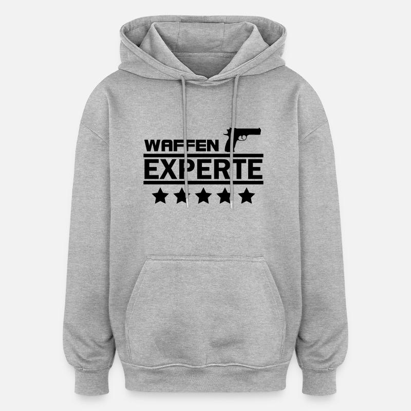 waffen experte - Oversized Unisex Hoodie - Grau meliert