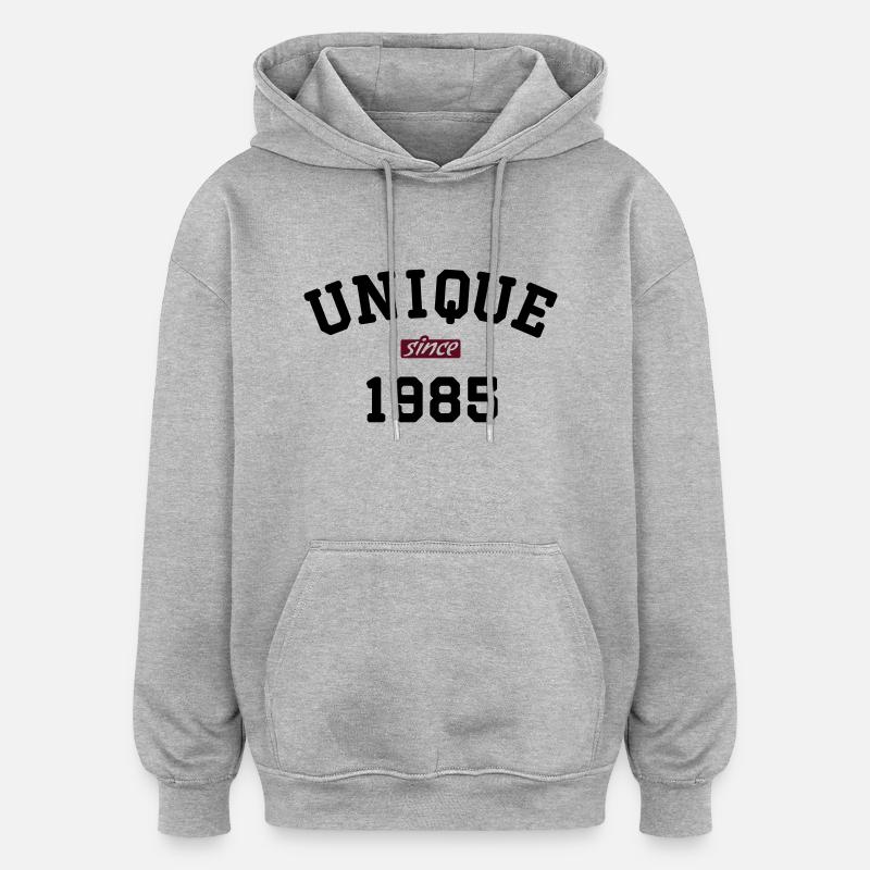 uni1985 - Sweat à capuche oversize unisexe - gris chiné