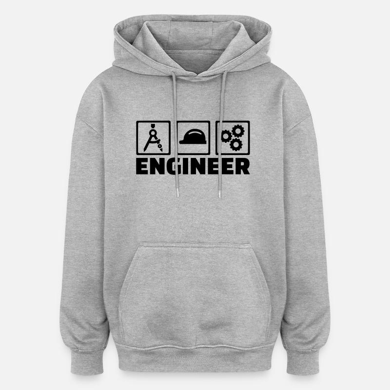 Ingénieur - Sweat à capuche oversize unisexe - gris chiné